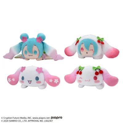 初音未來×大耳狗 趴姿 絨毛玩偶 櫻花 Ver.